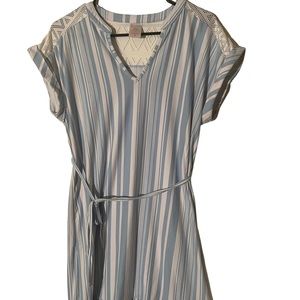 Baby blue dress with white stripes